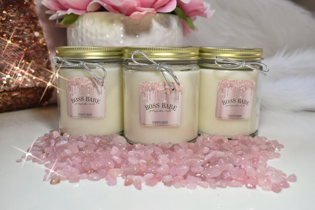 Boss Babe Rose Quartz Soy Candle