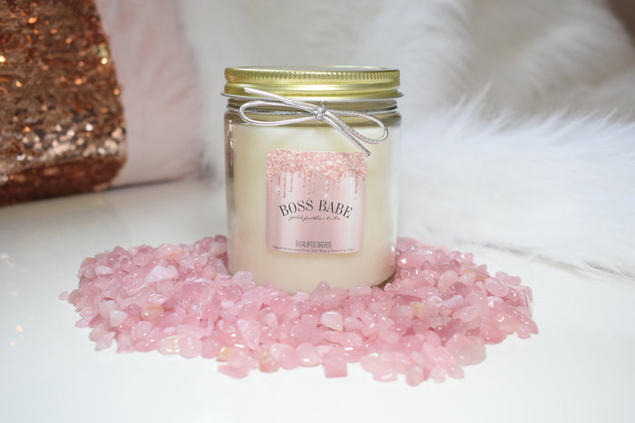 Boss Babe Rose Quartz Soy Candle